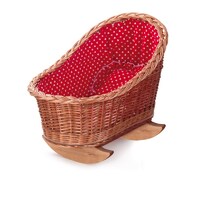 CRADLE WITH RED & WHITE HEARTS LINING image